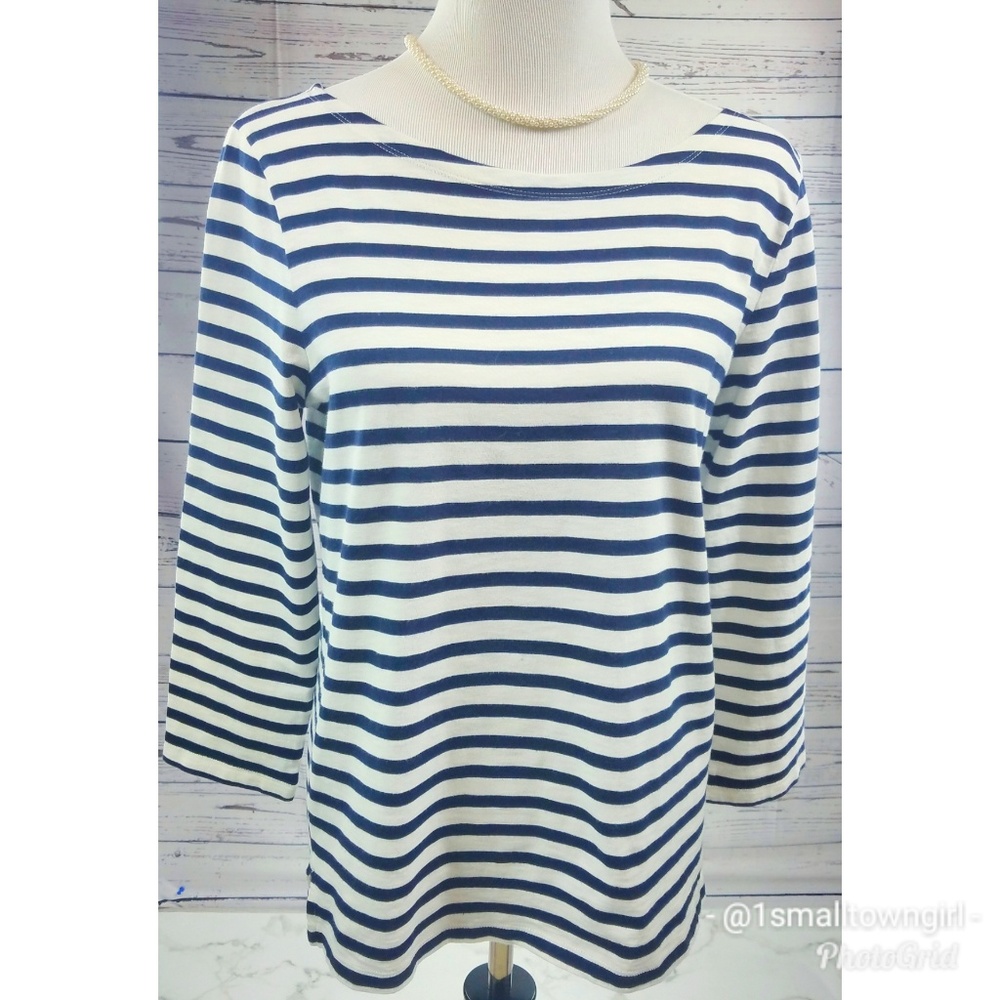 J. Crew Navy and White Striped Boatneck Tunic